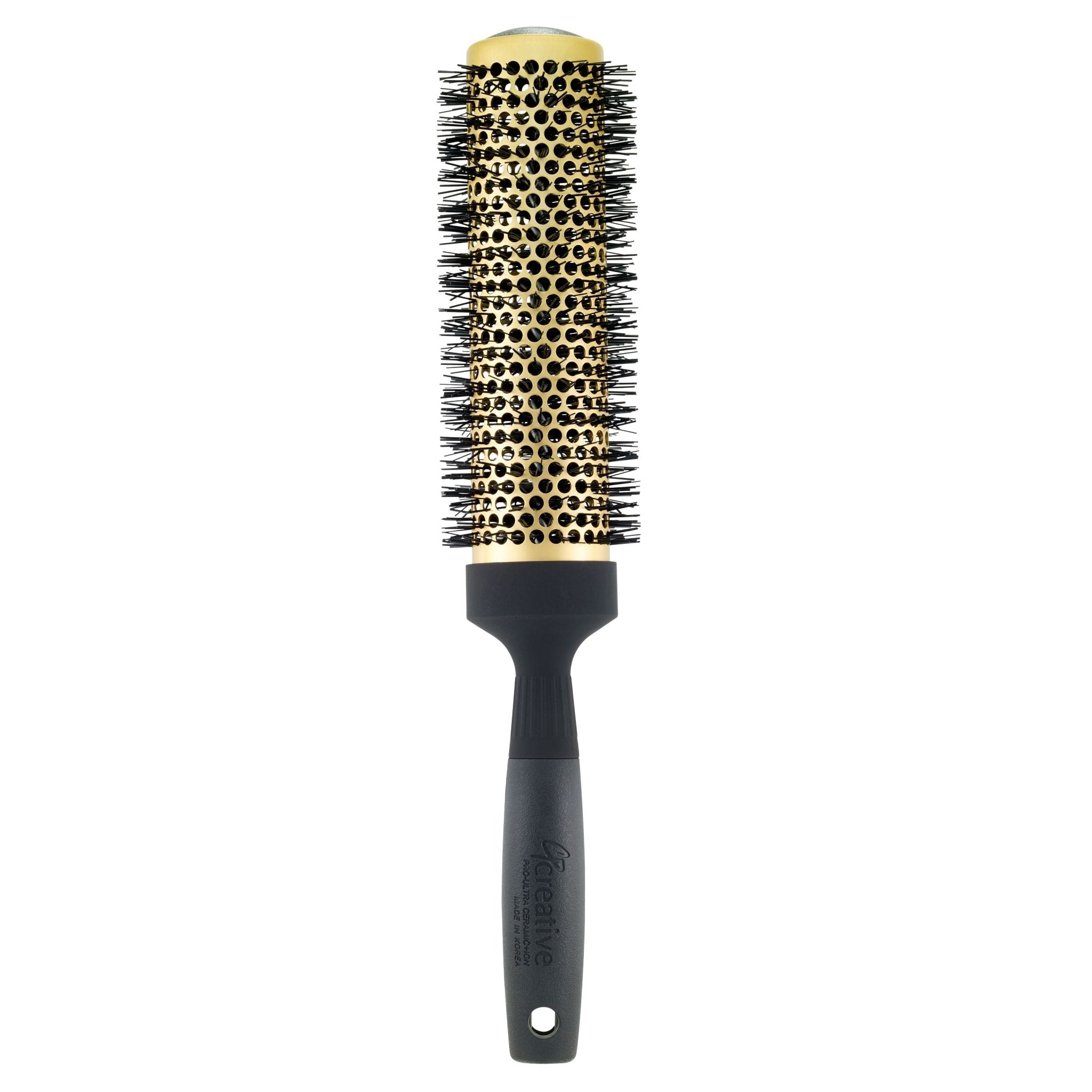 Gold Ceramic Nano Coating & Wavy Ion Bristle Hair Brush - 7.5 Long Barrel - Shopbeautytools
