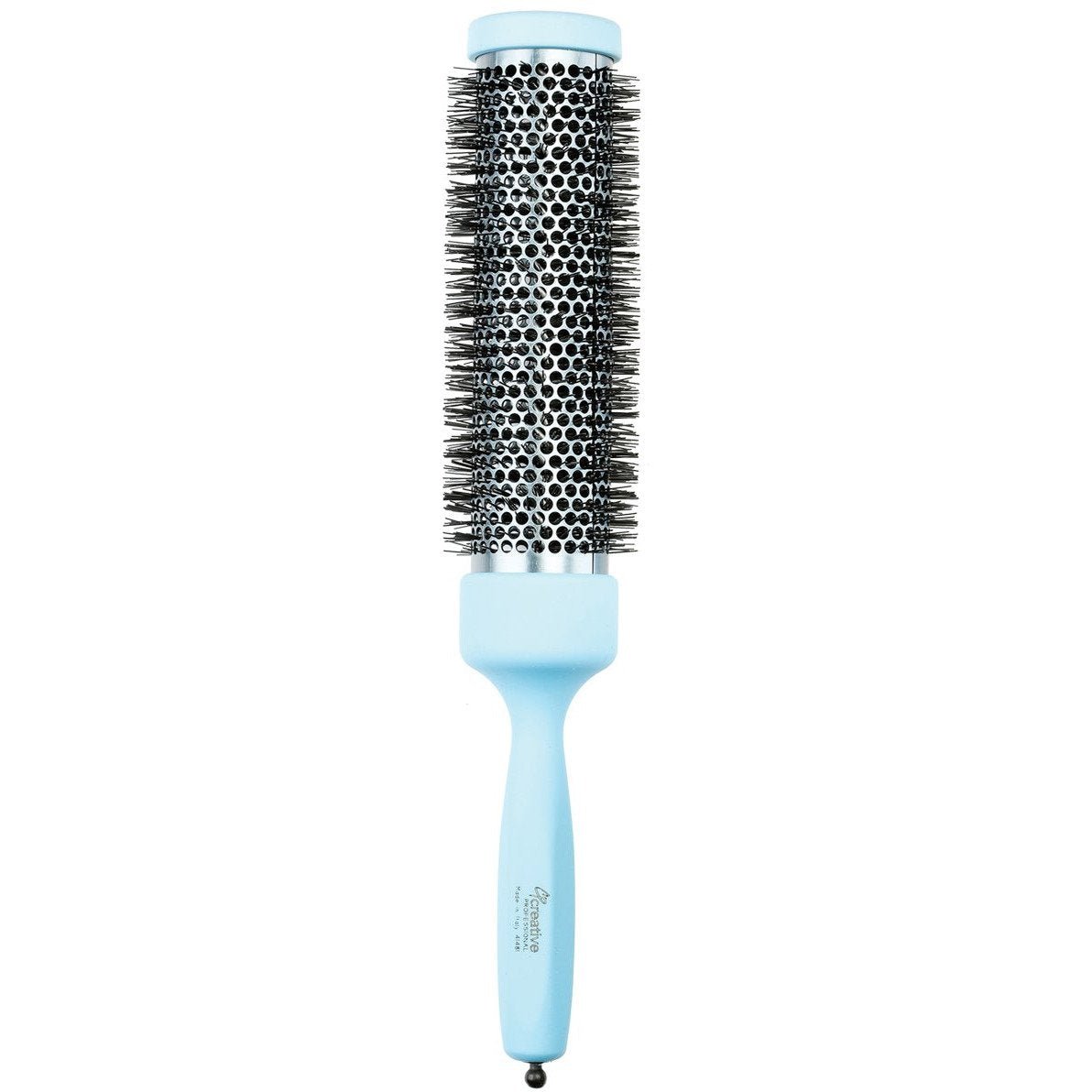 Long Round Barrel Titanium Hair Brush - 7.75"Azzuro| Made in Italy - Shopbeautytools