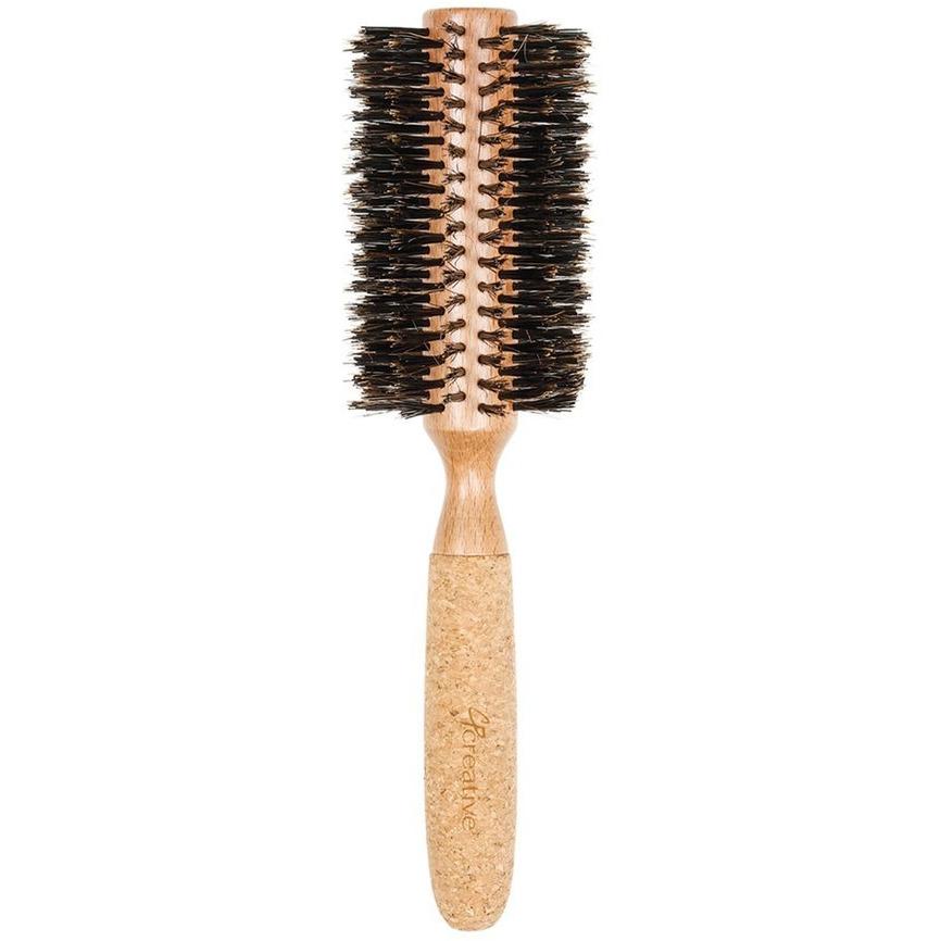 Eco - Friendly Birchwood and Cork Boar Bristle Round Hair Brush - Shopbeautytools