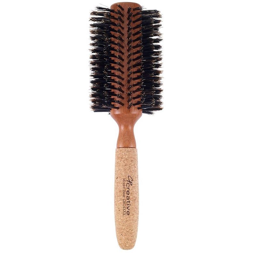 Eco - Friendly Birchwood and Cork Boar Bristle Round Hair Brush - Shopbeautytools
