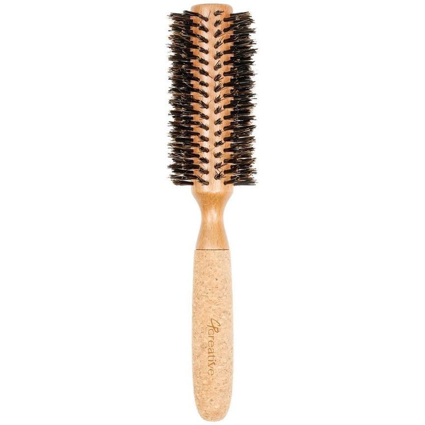 Eco - Friendly Birchwood and Cork Boar Bristle Round Hair Brush - Shopbeautytools