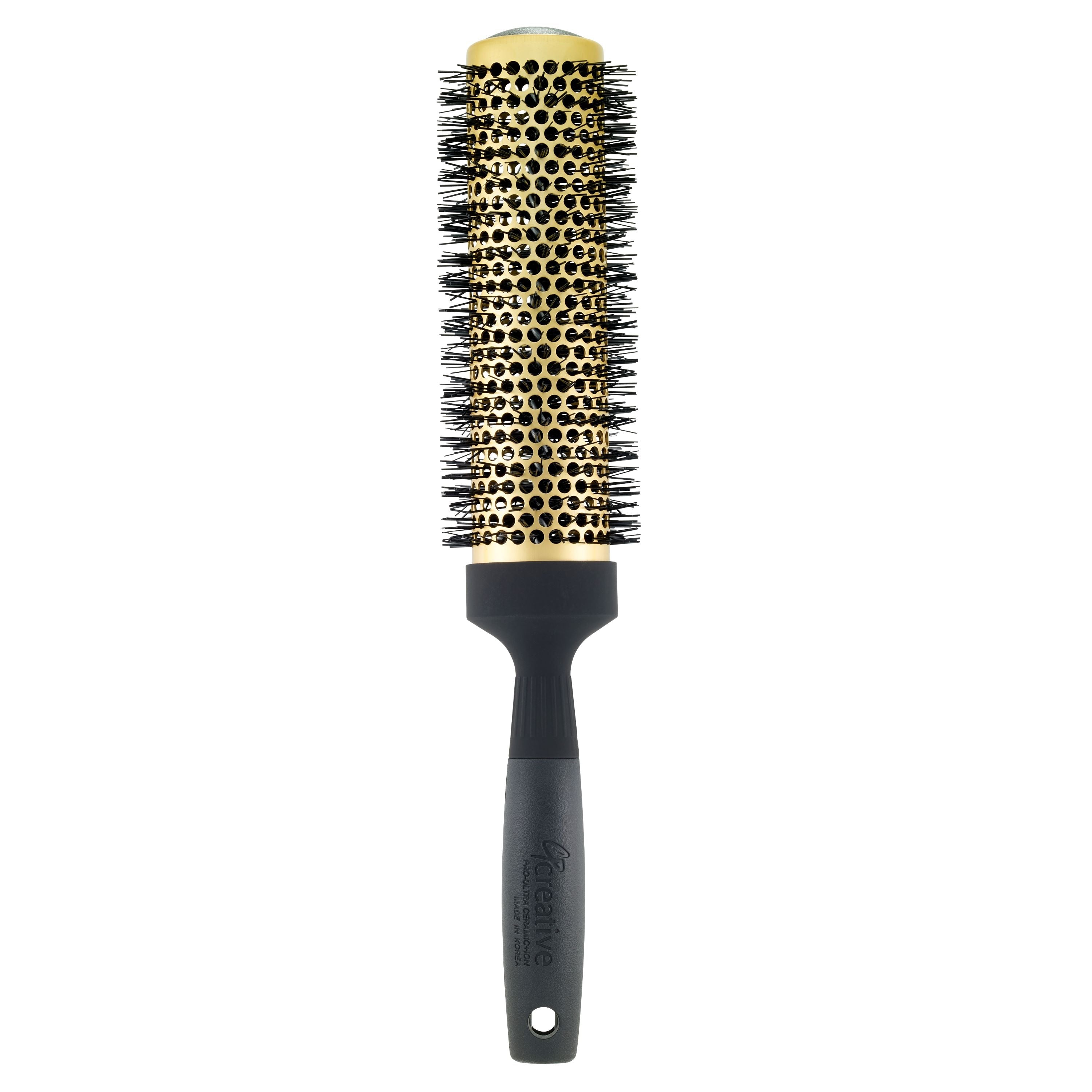 Gold Ceramic Nano Coating & Wavy Ion Bristle Hair Brush - 7.5 Long Barrel