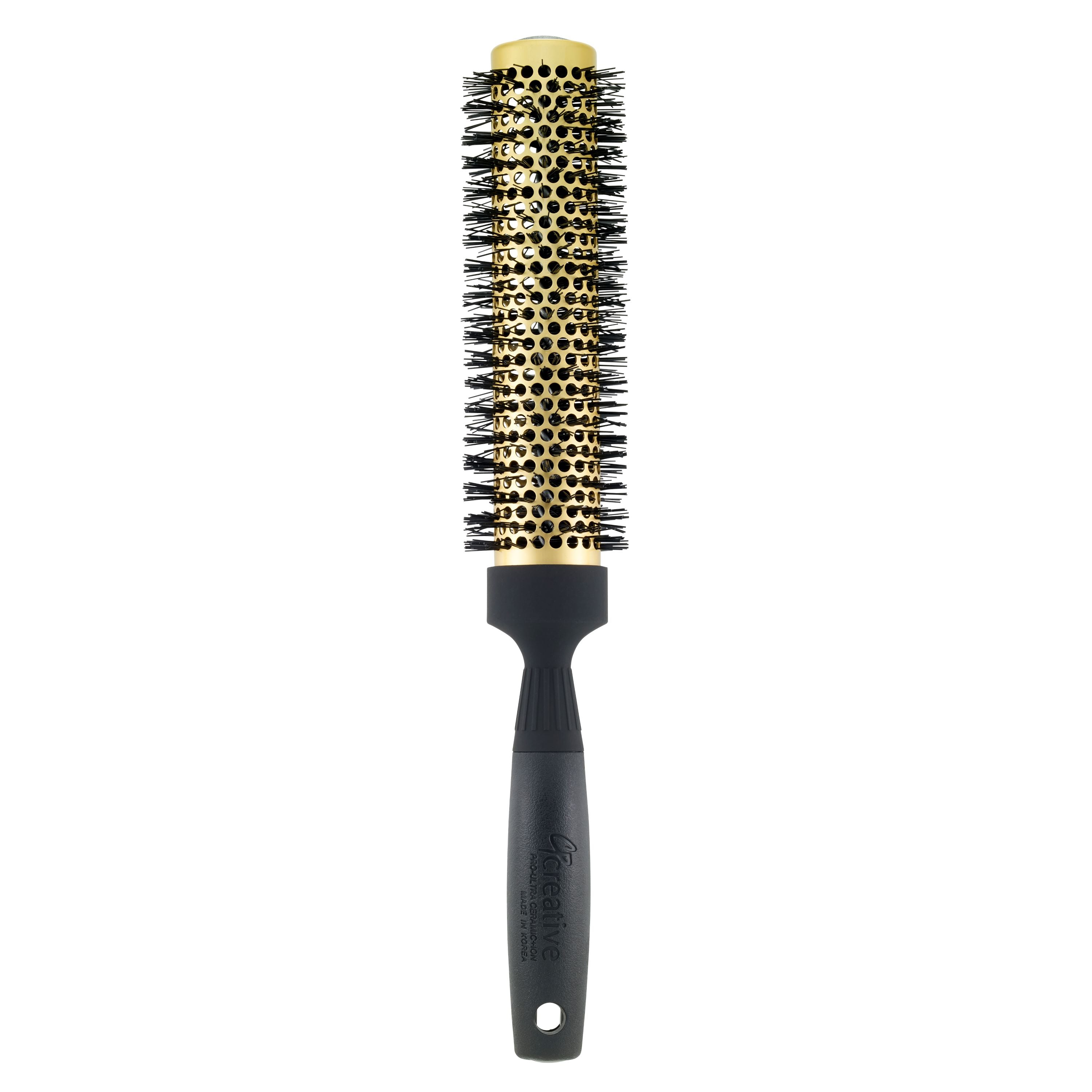 Gold Ceramic Nano Coating & Wavy Ion Bristle Hair Brush - 7.5 Long Barrel