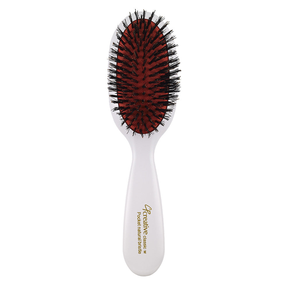 White Pocket Boar bristle Hairbrush