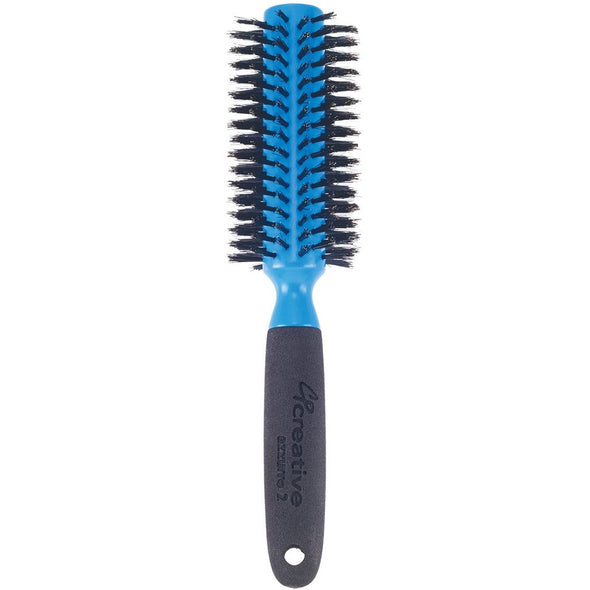 azzuro blue Italian Round Boar Bristle Hair Brush