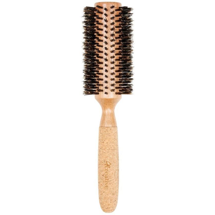 Eco-Friendly Birchwood and Cork Boar Bristle Round Hair Brush