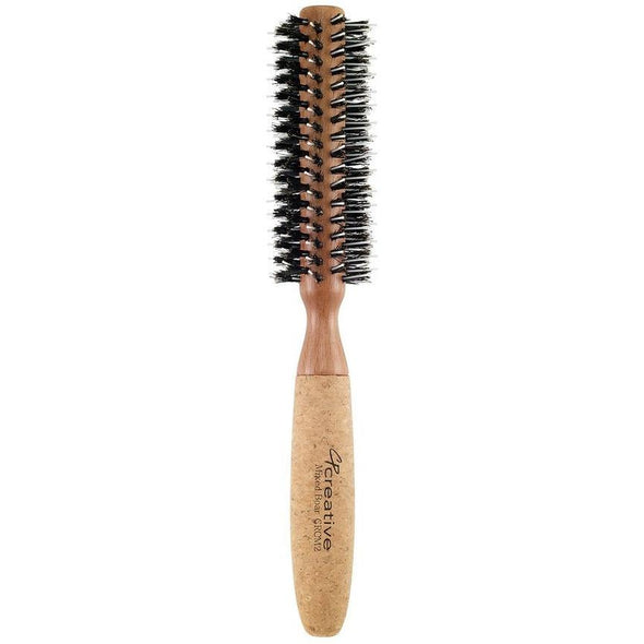 Eco-Friendly Birchwood and Cork Boar Bristle Round Hair Brush