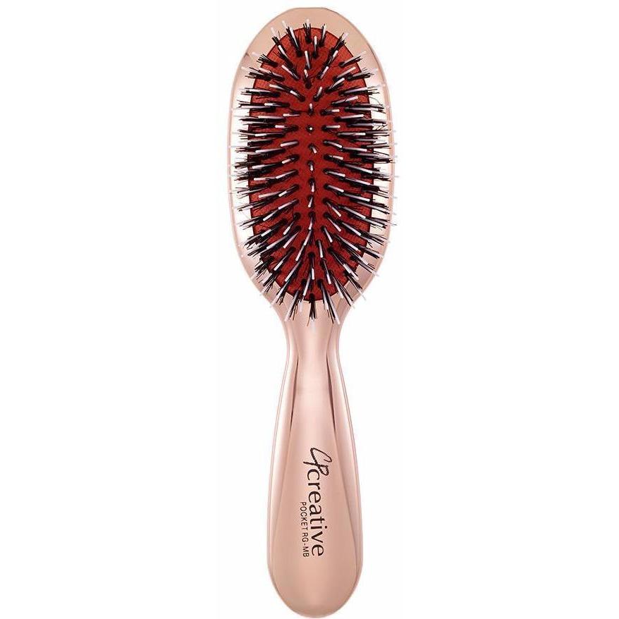 Brushes, Paddle, Classic, Boar Bristle, Mixed Bristle, Rose Gold, Travel - Classic Rose Gold Boar And Nylon Bristle Hair Brush
