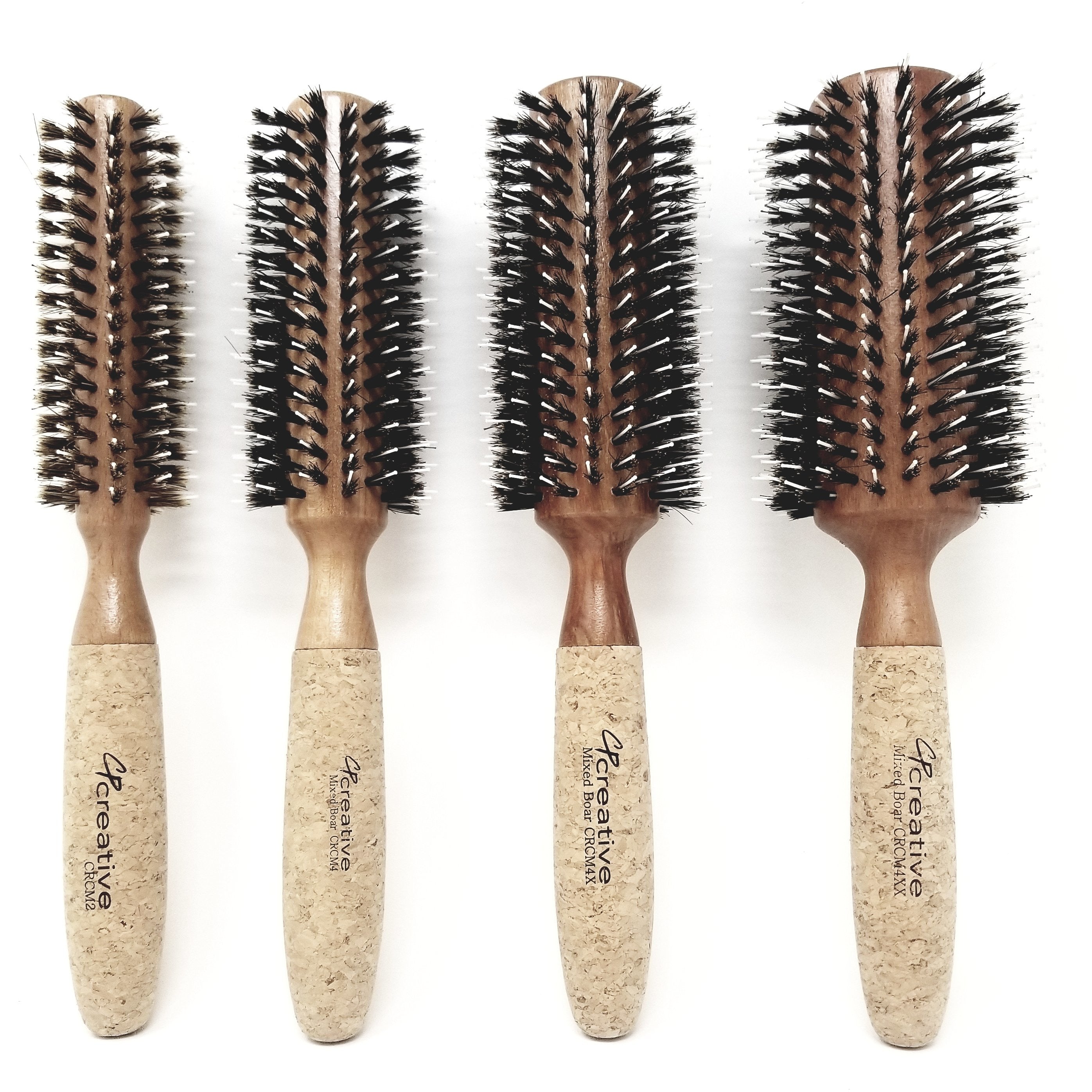 Eco-Friendly Birchwood and Cork Mixed Bristle Round Hair Brush