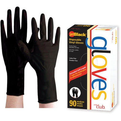 Salon Accessories - Disposable Gloves-Jet Black-90 CT