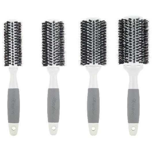 Solid Barrel Mixed Bristle Ceramic Round Hair Brush